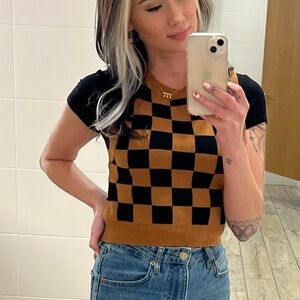 Cropped Checker Vest
